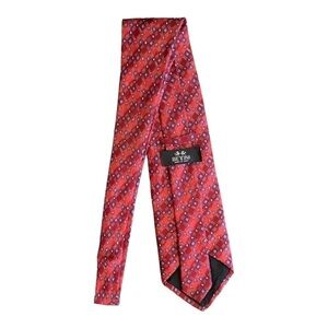 VTG BETINI 100% Silk Italy Red Blue Geometric Circle Print Tie